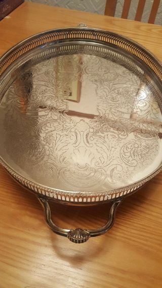Large Vintage Silver Plate Serving Tray Epns Gallery 1.  3kgs 46cm X 35cm