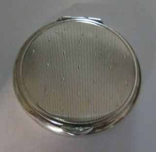 Vintage Unique & Collectible Art Deco Era Sterling Silver Round Hinged Pill Box