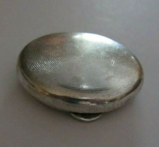 Vintage Unique & Collectible Art Deco Era Sterling Silver Round Hinged Pill Box 3