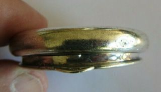 Vintage Unique & Collectible Art Deco Era Sterling Silver Round Hinged Pill Box 5
