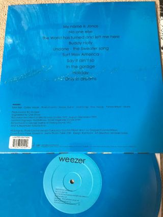 WEEZER - BLUE ALBUM.  ULTRA RARE BLUE VINYL LP. 4