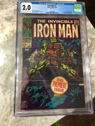 Iron Man 1 (may 1968,  Marvel) Cgc Graded 2.  0 - Slab
