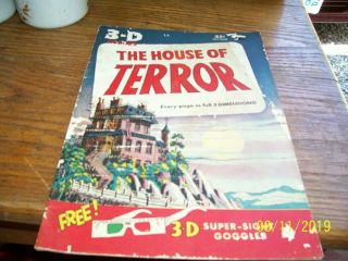 3 - D Comics " The House Of Terror " Comic Book Without 3 - D Glasses Golden Age 1953