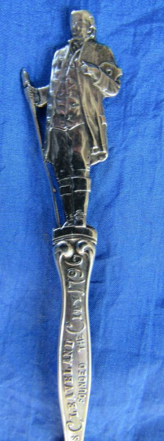 5590 - ml - 0013.  Sterling Silver Souvenir Spoon Moses Cleaveland.  maker = lvin 3