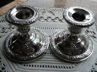 Vintage Fisher Sterling Silver Weighted Candlesticks 847 Rose Bouquet