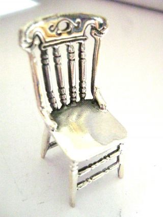 40mm Solid Sterling Silver Victorian Style Miniature Dolls House Farmhouse Chair
