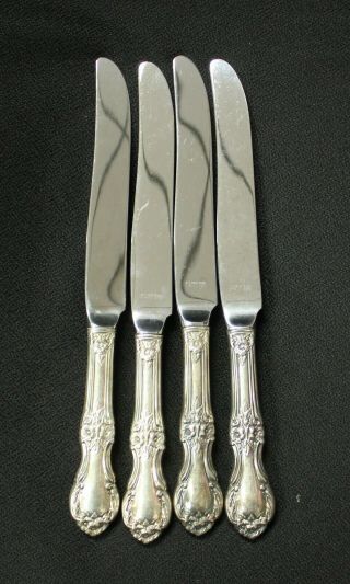 Set Of 4 International Sterling Wild Rose French Hollow Knife 9 5/8 " No Mono