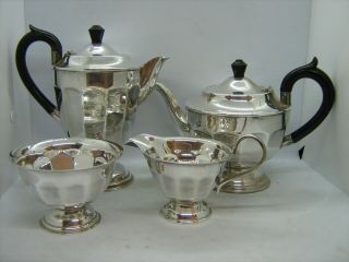 Vintage 4 Piece Silver Plated A1 Sheffield Tea / Coffee Set Scalloped Sides