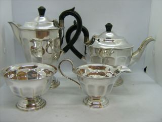 Vintage 4 piece silver plated A1 Sheffield tea / coffee set scalloped sides 2