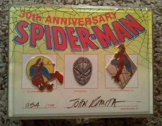 30th Anniversary Spider - Man Pin Set 1154/1500 Signed By John Romita
