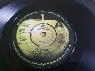 The Beatles John Lennon Promo Uk Apple 45 Record 9 Dream,  1974 Demo
