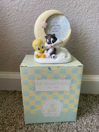 Baby Looney Tunes Tweety Bird And Sylvester Cat On Cloud With Moon Photo Frame