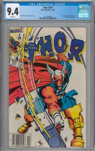 Thor 337 Cgc 9.  4 Nm Newsstand Variant 1st Appearance Of Beta Ray Bill White