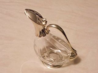 Glass Silver Plate Duck Goose Shape Wine Water Decanter Pitcher Carafe Art - Deco