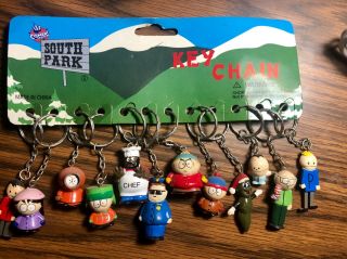 Vintage 1998 South Park Key Chain Comedy Central Fun 4 All Set