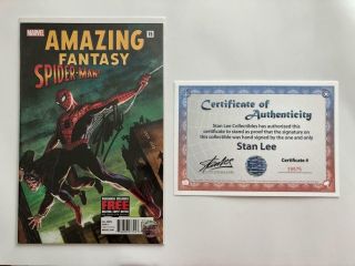 Fantasy 15 Signed Stan Lee Marvel 1st Spider - Man Ross Variant 1