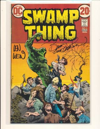 Swamp Thing 5 (1972) Signed By Len Wein & Bernie Wrightson Vg Water Damage