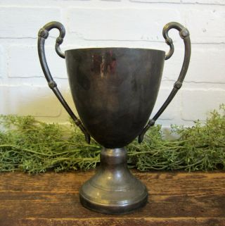 Vintage 8 " Trophy Loving Cup Silver Tarnished Metal No Engravings