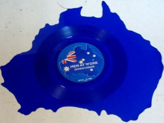 Men At Work Down Under / Crazy Blue Vinyl Australia Shaped Single