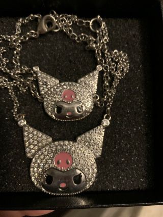 Sanrio - Kuromi Rhinestone Bracelet & Necklace - Boxed - Adjustable Hello Kitty