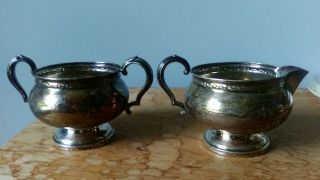 Fisher Silversmiths Inc Sterling Silver Weighted Creamer And Sugar Bowl 708