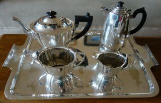 Vintage Silver Plated Tea Set With Tray