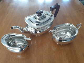 Quality 3 Piece Silver Plated Tea Set In