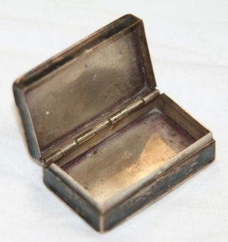 Sterling Silver Vintage Antique Pill Trinket Box Hinged Rectangular 1.  5 "