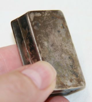 Sterling silver vintage antique pill trinket box hinged rectangular 1.  5 