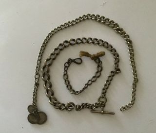 Three Victorian White Metal Pocket Watch Chains - 70 Grams