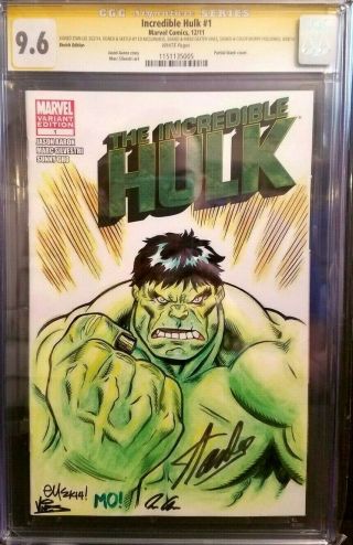 Incredible Hulk 1 (2011) Hulk Sketch Cover / Cgc 9.  6 / Ed Mcguiness / Stan Lee