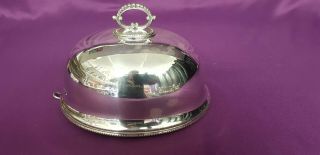 A Victorian Antique Silver Plated Food Cloche By Daniel & Arter.  Elegant Patterns