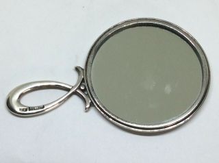 Fine 1968 Mappin & Webb Solid Silver Ladies Hand Bag Mirror With Handle