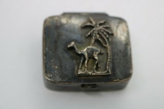 Vintage Sterling Silver Pill Box Camel Under Palm Tree