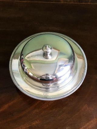 Silver Plated Muffin Dish Mappin & Webb Lid Monogram Antique Entrée Chafing Bowl 3