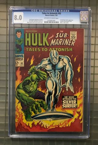 Tales To Astonish 93 Marvel Comics 1967 Cgc 8.  0 Incredible Hulk V Silver Surfer