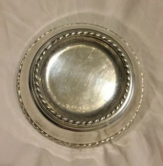 Pottery Barn Antique Silver Plate Wine Bottle Candle Coaster.
