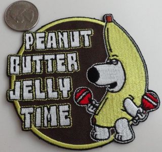 Family Guy Brian Peanut Butter Jelly Time Embroidered Iron On Patch - Rare