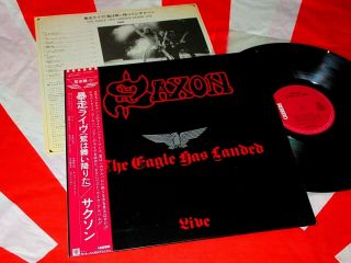 Saxon The Eagle Has Landed Live 1982 Japan 1st Press Vinyl Lp,  Obi Iron Maiden