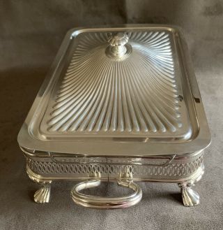 Vintage Footed Silver Plated Serving Tray With Pyrex Dish 3