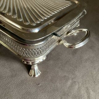 Vintage Footed Silver Plated Serving Tray With Pyrex Dish 4