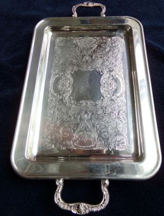 Vintage English Sterling Company By Leonard/ Silver Plated Footed Serving Tray