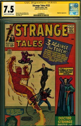 Strange Tales 122 Ss Cgc 7.  5 Signed By Stan Lee Jack Kirby/ditko Dr Strange