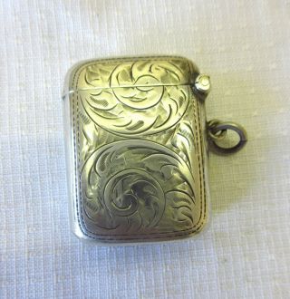 Antique Solid Silver Miniature Vesta Case Matchsafe 1915 Design