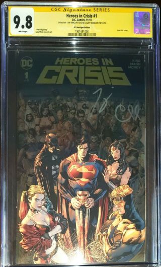 Heroes In Crisis 1 Gold Foil Variant Cover Cgc Ss 9.  8 Signed By Mann & Tom King