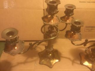 2 ANTIQUE WILCOX SILVER CO.  Silverplate 3 Candle 2 Arm Candelabra Pat Date 1901 2