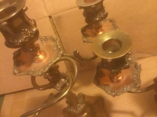 2 ANTIQUE WILCOX SILVER CO.  Silverplate 3 Candle 2 Arm Candelabra Pat Date 1901 5