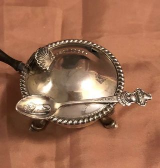 Vintage Silver Plate Caviar Wood Handle Serving Dish Plate Rolex Souvenir Spoon