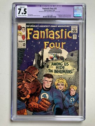 Fantastic Four 45 (dec 1965,  Marvel) Ccg 7.  5 (restored)