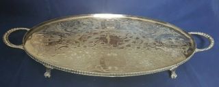 Vintage Heavy Silver Plated Footed Tray By Viners (weight - 1.  4 Kg)
